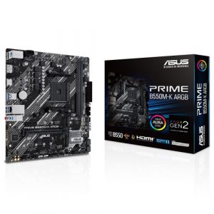 PLACA ASUS PRIME B550M-K ARGB,AMD,AM4,B550,2DDR4,64GB,DP+HDMI,GBLAN,4SATA3+2XM.2,6USB3.2,MATX