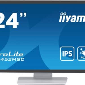 MONITOR IIYAMA 24" WHITE BONDED PCAP 10P TOUCH, 1920X1080, IPS-PANEL, FLAT BEZEL FREE GLASS FRONT, HDMI, DISPLAYPORT, 360CD/M² (WITH TOUCH), USB HUB 2X 3.0, SPEAKERS (T2452MSC-W1)