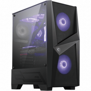 CAJA MSI MAG FORGE 100M,3x2.5"+2x3.5”,3x120MM (RGB) +1x120MM,2xUSB3.2+AUDIO+MICRO,MID-TOWER,NEGRA