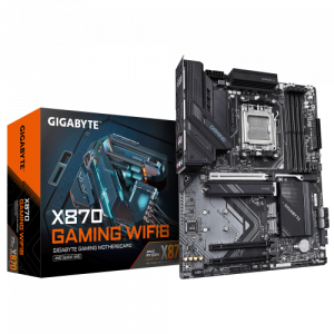 GIGABYTE X870 GAMING WIFI6 Placa Base - Compatible con CPUs AMD Ryzen 9000, VRM de 8+2+2 fases, hasta 8000MHz DDR5 (OC), 1x PCIe 5.0 + 3x M.2, Wi-Fi 6, 2.5GbE LAN, USB 3.2 Gen 2x2