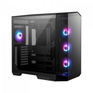 CAJA MSI MAG PANO 100R PZ,3x2.5"+2x2.5"/3.5”,3x120+1x120MM (ARGB),2xUSB3.2+1USB3.2 TYPE C+AUDIO+MICRO,MID TOWER,NEGRA