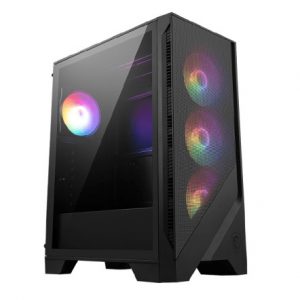 CAJA MSI MAG FORGE 121A AIRFLOW,1x2.5"+2x2.5”/3.5”,F:3x120MM+T:1x120MM+R:1x120MM (ARGB),2xUSB3.2,+AUDIO+MICRO,RGB,MID-TOWER,NEGRA