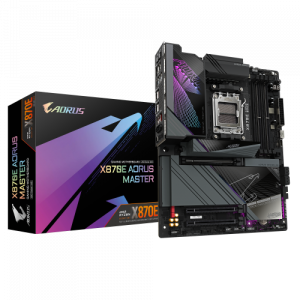 GIGABYTE Placa base X870E AORUS MASTER - Compatible con CPUs AMD Ryzen 9000, VRM digital de 16+2+2 fases, hasta 8200MHz DDR5 (OC), 4xPCIe 5.0 + 4xM.2, Wi-Fi 7, LAN 5GbE, USB 3.2 Gen 2x2