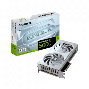 GIGABYTE GeForce RTX 5060 EAGLE OC ICE 8G Tarjeta Gráfica - 8GB GDDR7, 128bit, PCI-E 5.0, 2550 MHz Frecuencia del núcleo, 3 x DisplayPort, 1 x HDMI, GV-N5060EAGLEOC ICE-8GD