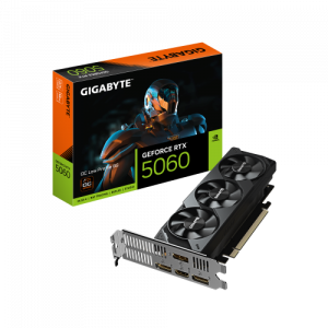 GIGABYTE GeForce RTX 5060 OC Low Profile 8G Tarjeta Gráfica - 8GB GDDR7, 128bit, PCI-E 5.0, 2512 MHz Frecuencia del núcleo, 3 x DisplayPort, 1 x HDMI, GV-N5060OC-8GL