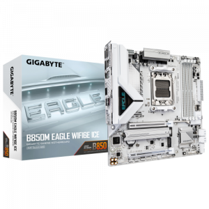 PLACA GIGABYTE B850M EAGLE WIFI6E ICE (BLANCO),AMD,AM5,B850,4DDR5,256GB,1HDMI+1DP,4SATA3+3M.2,GBELAN+WIFI6E+BT5.3,4USB3.2,MATX