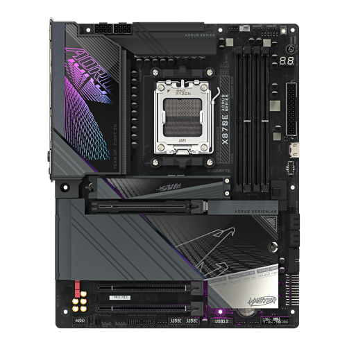 GIGABYTE Placa base X870E AORUS MASTER - Compatible con CPUs AMD Ryzen 9000, VRM digital de 16+2+2 fases, hasta 8200MHz DDR5 (OC), 4xPCIe 5.0 + 4xM.2, Wi-Fi 7, LAN 5GbE, USB 3.2 Gen 2x2 - Imagen 2