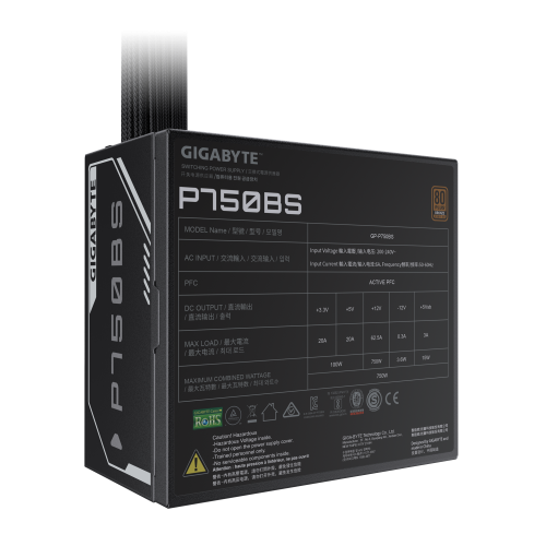 GIGABYTE P750BS Fuente de Alimentación - PCI-E 6+2 Pin x 4, 80 PLUS Bronze, Ventilador de 120 mm, Compatible con ATX, Enchufe EU - Imagen 6