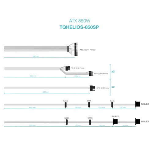 TooQ Fuente de alimentación ATX 850W APFC 80Plus Bronze - Imagen 5