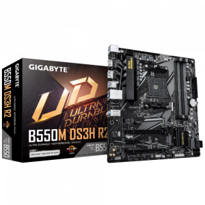 GIGABYTE B550M DS3H R2 Placa base - Procesadores AMD Ryzen 5000, VRM de 5+3 fases, hasta 4733 MHz DDR4 (O.C.), 1x M.2 PCIe 4.0 + 1x M.2 PCIe 3.0, LAN 1 GbE, USB 3.2 Gen 1
