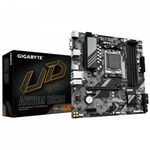 PLACA GIGABYTE A620M DS3H,AMD,AM5,A620,4DDR5,256GB,VGA+DP+HDMI,GBLAN,4SATA6+1XM.2,3USB3.2+1USB TYPE-C,MATX
